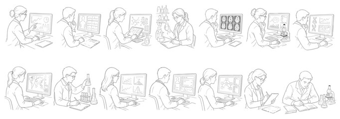 Obraz premium Scientists working in a laboratory with computers and scientific equipment