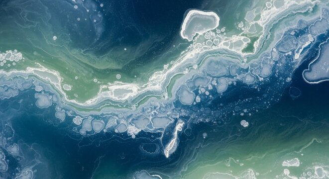 Abstract Swirling Ocean Currents and Melting Glacier Texture for Climate Change Awareness