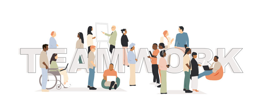Different people working together. Teamwork concept.