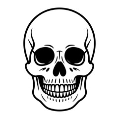 Fototapeta premium Skull with Sunglasses Line Art Illustration on White Background Minimalist Style