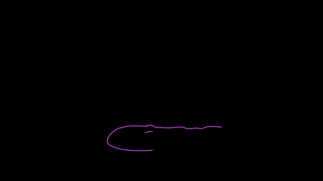 Illustration of a beach icon with a purple outline. Isolated motion graphics 4k video.