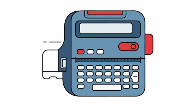 Vintage label maker with keyboard and display screen