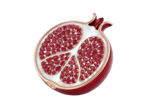 Pomegranate half viewed from an angle revealing seeds pomegranate