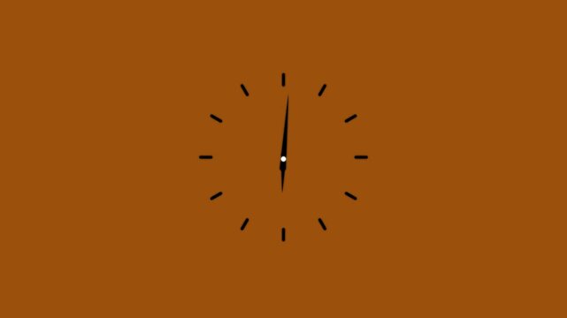 Clock spinning, watch animation on golden background with alpha channel. Clock icon flat style. 12 hours clock dial. motion graphic of Analog clock spinning concept. 4k video