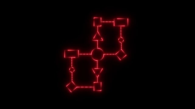 Business process and workflow automation with flowchart.Visualizes step-by-step progression through a procedure or system. motion graphic of Business and technology concept. 4k video