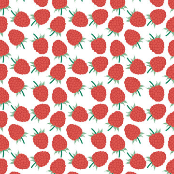 Summer seamless pattern with raspberries