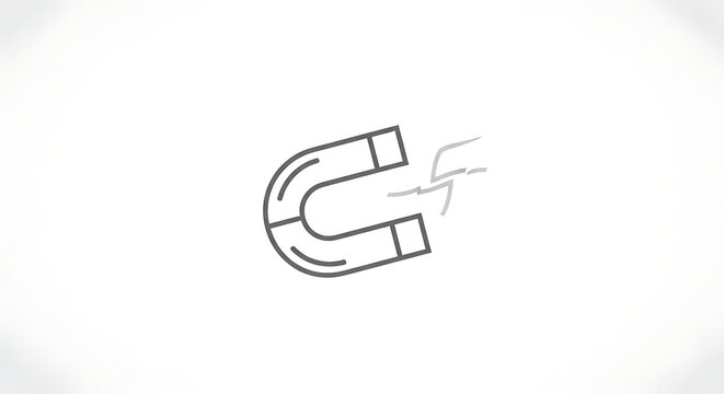 A simple line drawing of a magnet with magnetic field lines on a plain white background surface area ai generated