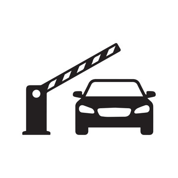 Car at Parking Barrier Gate Silhouette Icon Access Control Symbol
