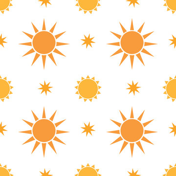 Seamless pattern with sun on white background