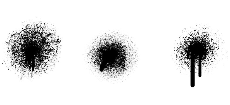 Black ink splatter and paint drip collection isolated on white background