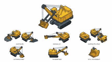 Collection of Yellow Construction Excavator Machines. © Agu