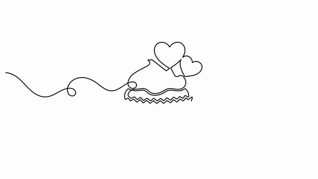 Cupcake with a heart decoration continuous line drawing animation for birthday parties
