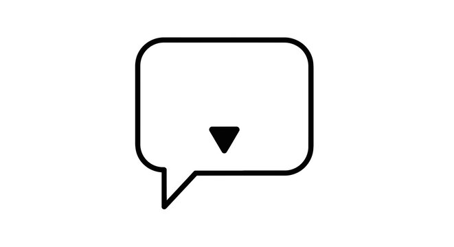Black and white speech bubble icon.