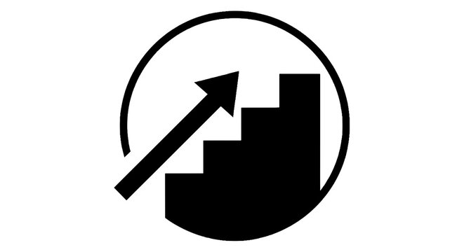 Black and white business growth icon.