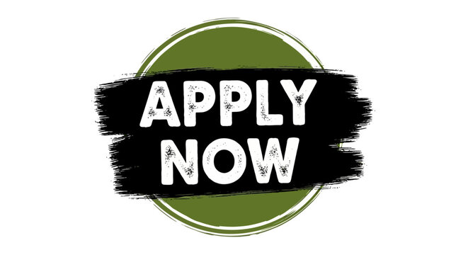 A green circle with a black banner reads Apply Now in white letters