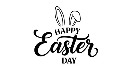 Fototapeta premium Bunny ears illustrate Happy Easter Day with text and celebration