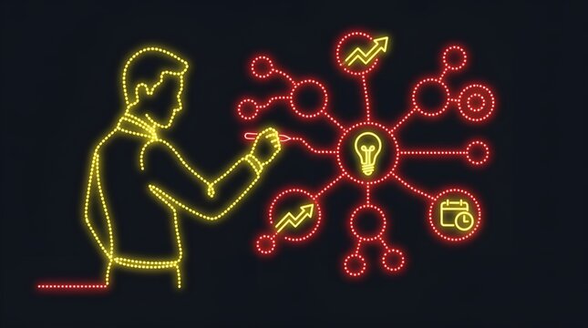 Entrepreneur creating mind map with business innovation ideas