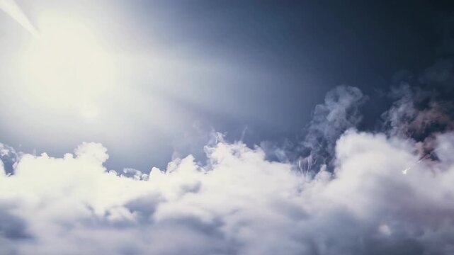 White Searchlights Sweeping Across Cloud Layer Loop