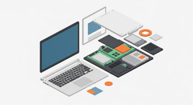 Modern Laptop and Smartphone with Digital Devices.