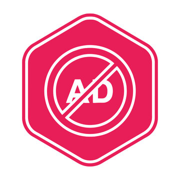 No Ads Sign Red Hexagon Icon with Blocked Advertising Symbol for Digital Marketing Protection
