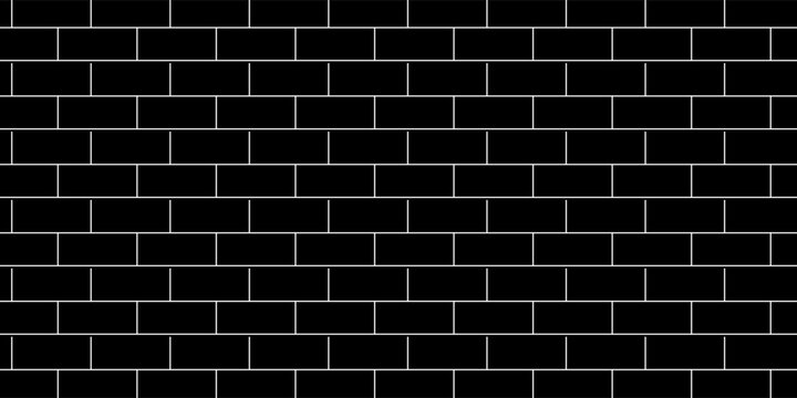 black brick wall texture, seamless cladding pattern for interior decoration, kitchen backsplash, plastic panel, building outdoor design. Abstract minimal background, vector eps 10
