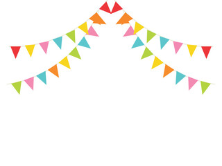 Obraz premium Colorful triangular pennant banners in various bright hues for party decoration