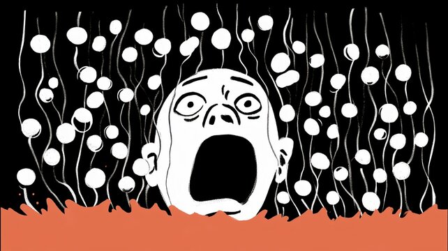A person's face in an emotional state. Illustration on the theme of emotions and feelings.