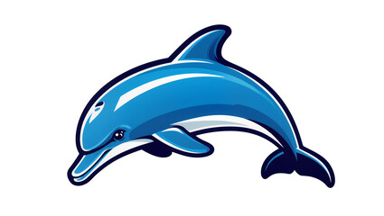 Blue dolphin jumping with white stripes and dark outline © Lena