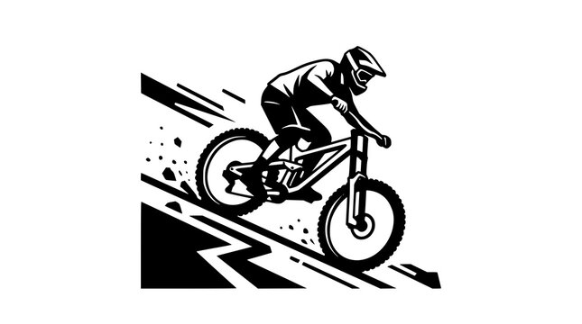 Modern downhill cycling vector illustration with two tone color mountain bike sport design