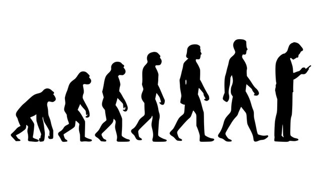 Trendy evolution of man silhouette vector bundle with smartphone technology lifestyle illustration