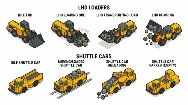 LHD Loaders and Shuttle Cars in Various Operations.
