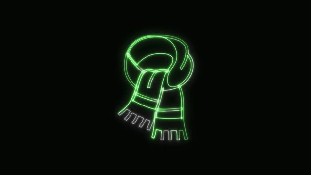  Scarf Icon Neon Seamless Loop 4K with Black Background Animated Promotional Typography for Video Editing