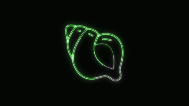  Shellfish Icon Neon Seamless Loop 4K with Black Background Animated Promotional Typography for Video Editing