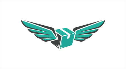Obraz premium Winged Delivery Box Logo Design.