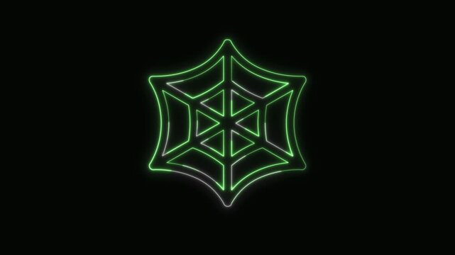  Spider Web Icon Neon Seamless Loop 4K with Black Background Animated Promotional Typography for Video Editing