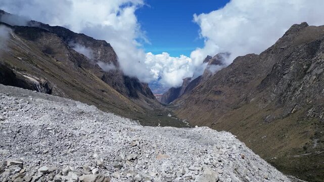 Huaraz, Peru: Footage of the valley leading to the laguna paron in Caraz, Huaraz region, Peru in the cordillera blanca in the Andes mountain range