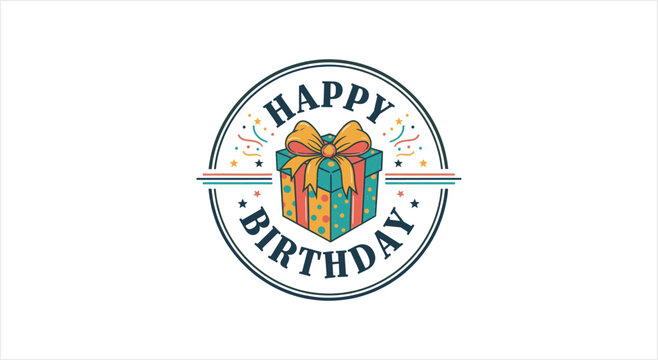 Happy Birthday Gift Box Celebration Graphic.