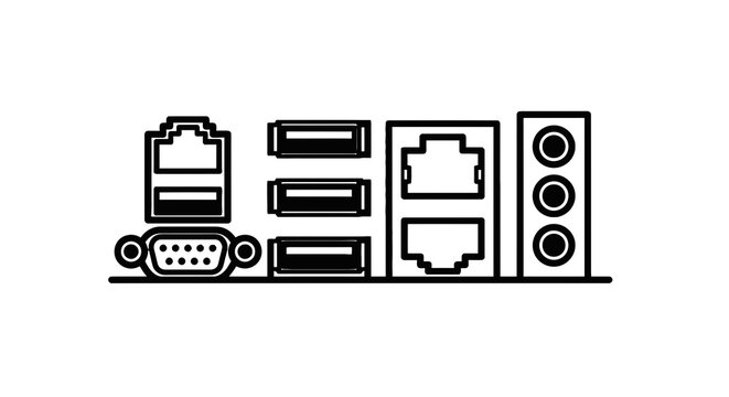 Computer peripheral ports and connectors.
