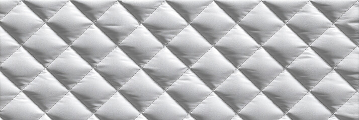 Obraz premium wide panoramic background of white quilted fabric with diamond stitch pattern