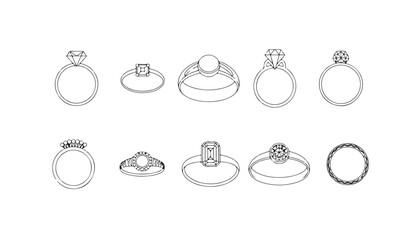 Luxury engagement ring sketches for jewelry design marketing and wedding accessory concepts. © MDHABIBUR
