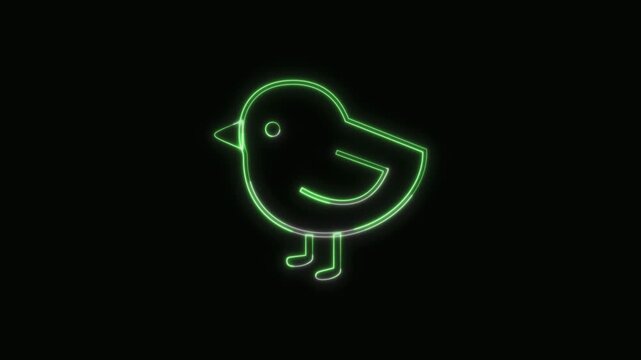  Baby Chick Icon Neon Seamless Loop 4K with Black Background Animated Promotional Typography for Video Editing