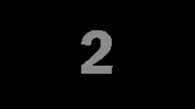 Animated halftone white dot 5 to 1 seconds and go countdown on black background. Countdown number timer icon animation. Top 5 countdown comical dots. 5 4 3 2 1 counting down go text animation