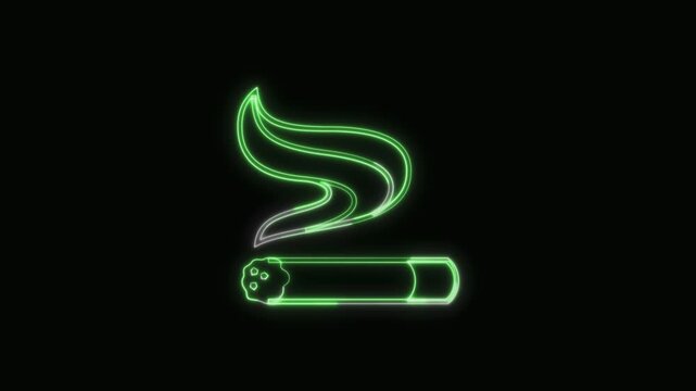  Cigarette Icon Neon Seamless Loop 4K with Black Background Animated Promotional Typography for Video Editing