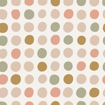 Abstract seamless pattern with colorful freehand dots. Background for children or trendy design with dots shapes.