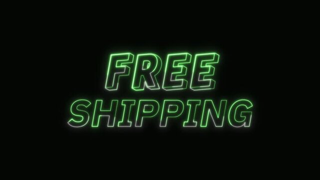  Free Shipping Text Neon Seamless Loop 4K Glowing Typography Animation for VFX and Video Editing