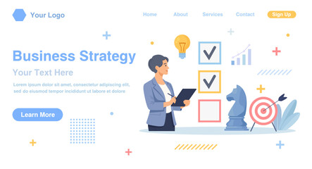 Obraz premium Business person achieving goals with a target and arrow. Checklist to complete project task, accomplish work checkmark. Project management and planning.
