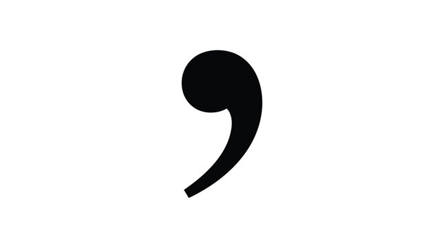 Comma punctuation mark silhouette on a white background