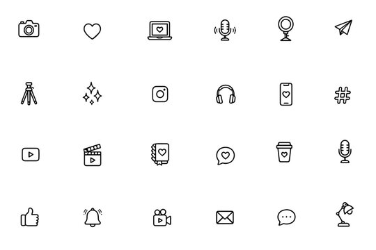 Minimalist Social Media & Content Creator Icon Set