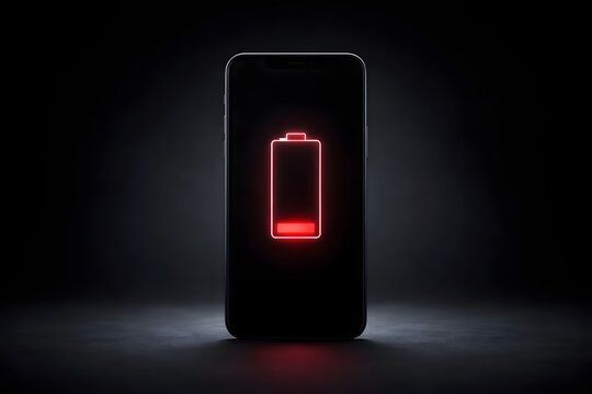 Critical low battery mobile phone display for charging and power management marketing