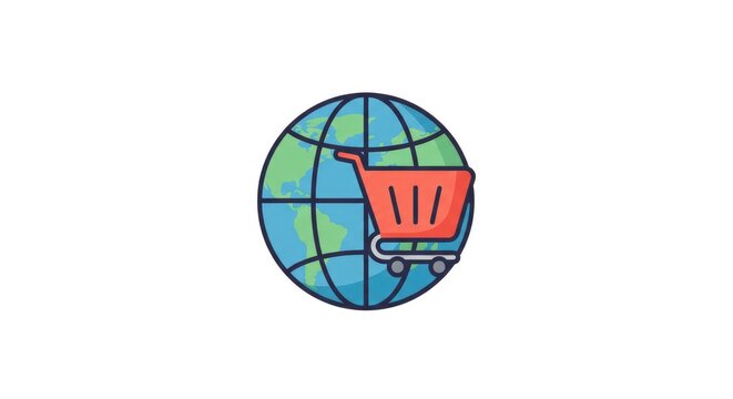 O &iacute;cone global do carrinho de compras representa o com&eacute;rcio e as transa&ccedil;&otilde;es online em todo o mundo.